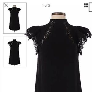 Rebecca Taylor black crepe and lace dress